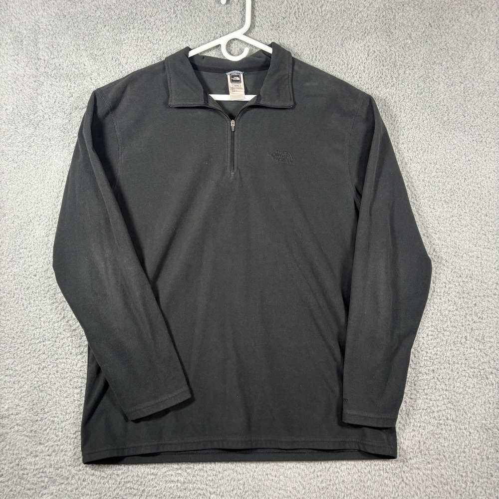 The North Face Pullover Mens XL Black TKA 100 Fleece Quarter Zip Mock Neck Logo